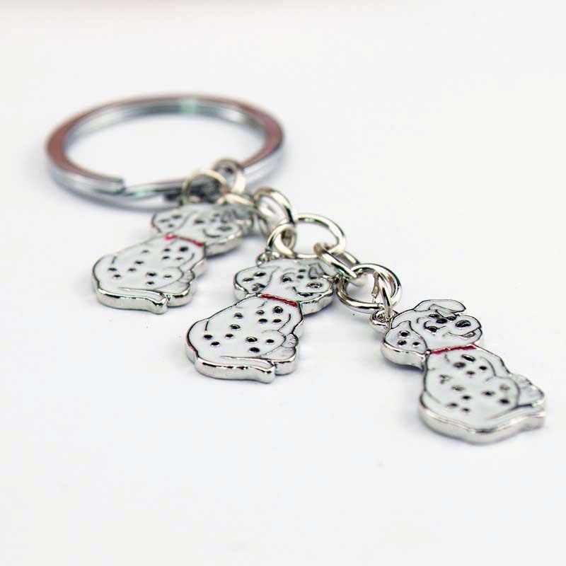 Dog Car Keychain, Zinc Alloy Animal Key Ring with Chrome Plating