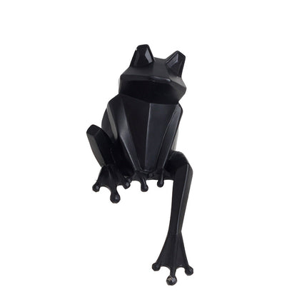Nordic Origami Resin Frog Ornament – Modern Polyhedron Animal Home Décor