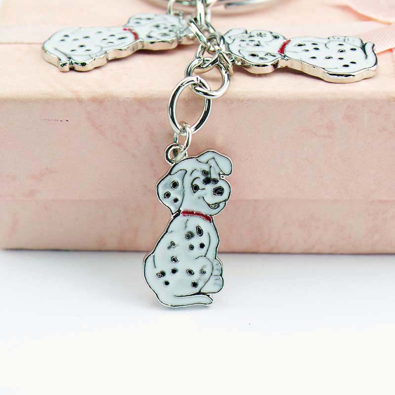 Dog Car Keychain, Zinc Alloy Animal Key Ring with Chrome Plating