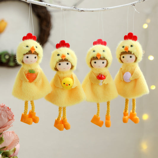 Festive Fun: Easter Decorations Chicken & Egg Ornament Pendants (Cloth, Multiple Styles).