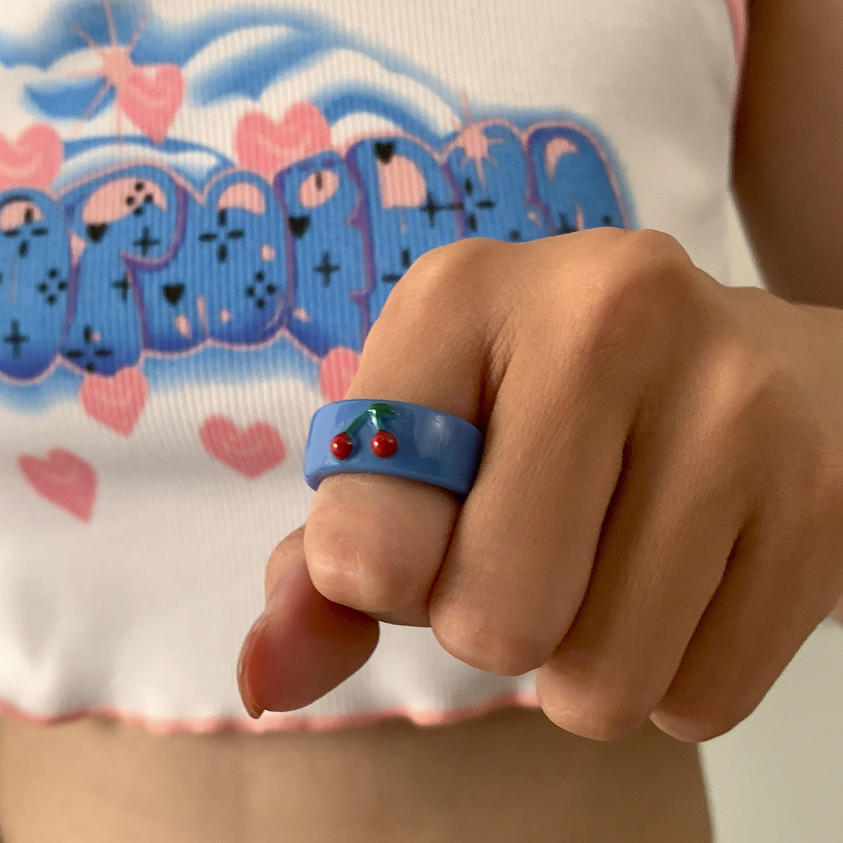 Macaron Pop: Simple Three-dimensional Frog Animal Resin Ring (Colorful Women's Style).