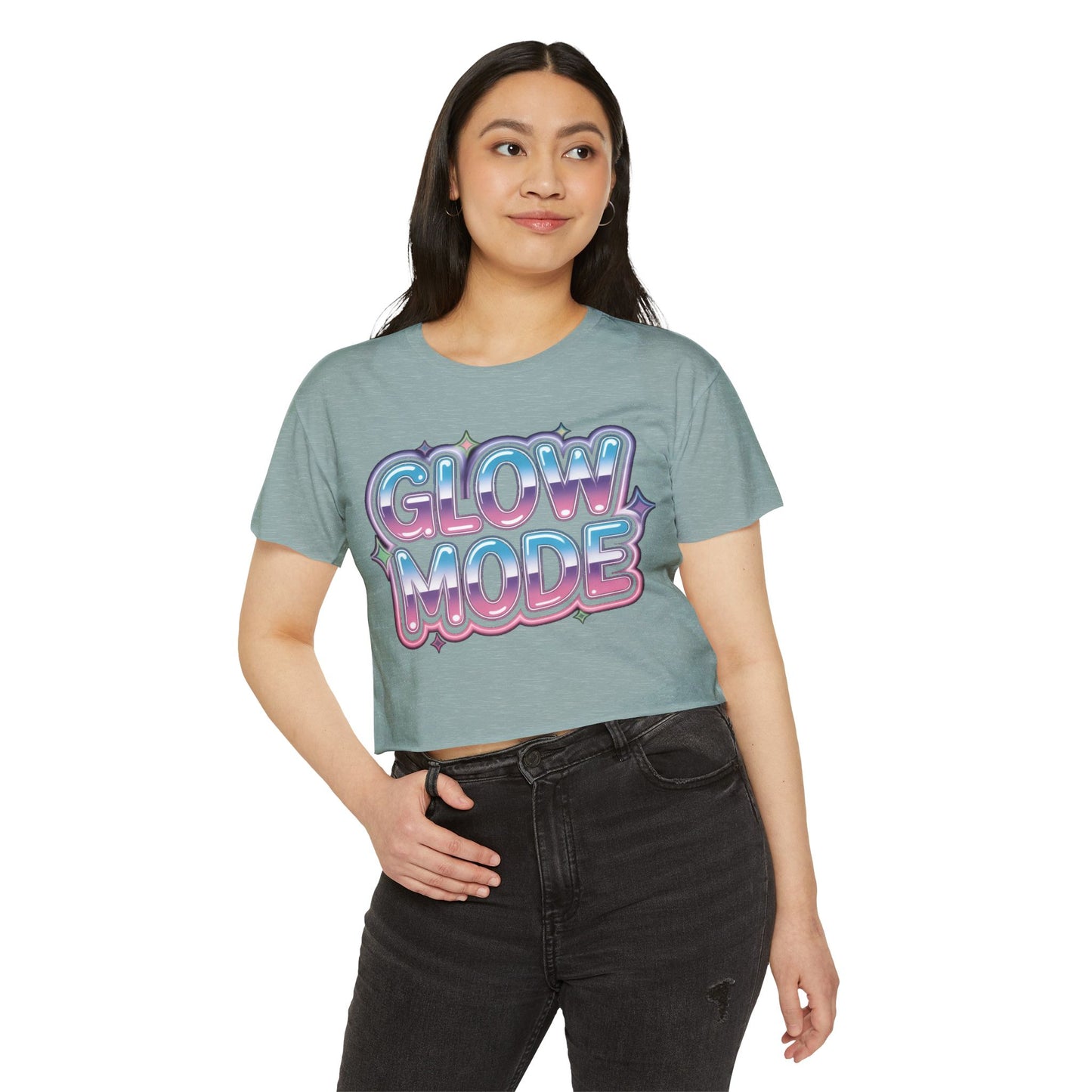 Glow Mode Crop Top - Festival Graphic Women's Crop Tee