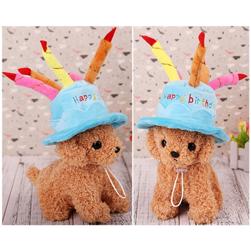 Dog Birthday Cake Hat, Adjustable Party Hat for Pets (Blue & Pink)