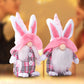 Pink-Eared Plaid Bunny Gnome Doll, Cute Spring Elf Ornament (Pink Couple Set Options)