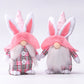 Pink-Eared Plaid Bunny Gnome Doll, Cute Spring Elf Ornament (Pink Couple Set Options)