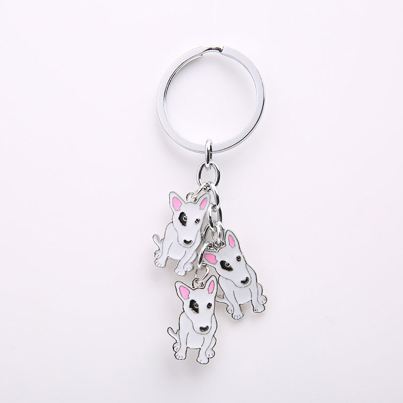 Dog Keychain, Metal Border Shepherd Backpack Pendant (Bull Terrier 10cm)
