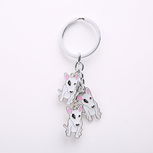 Dog Keychain, Metal Border Shepherd Backpack Pendant (Bull Terrier 10cm)