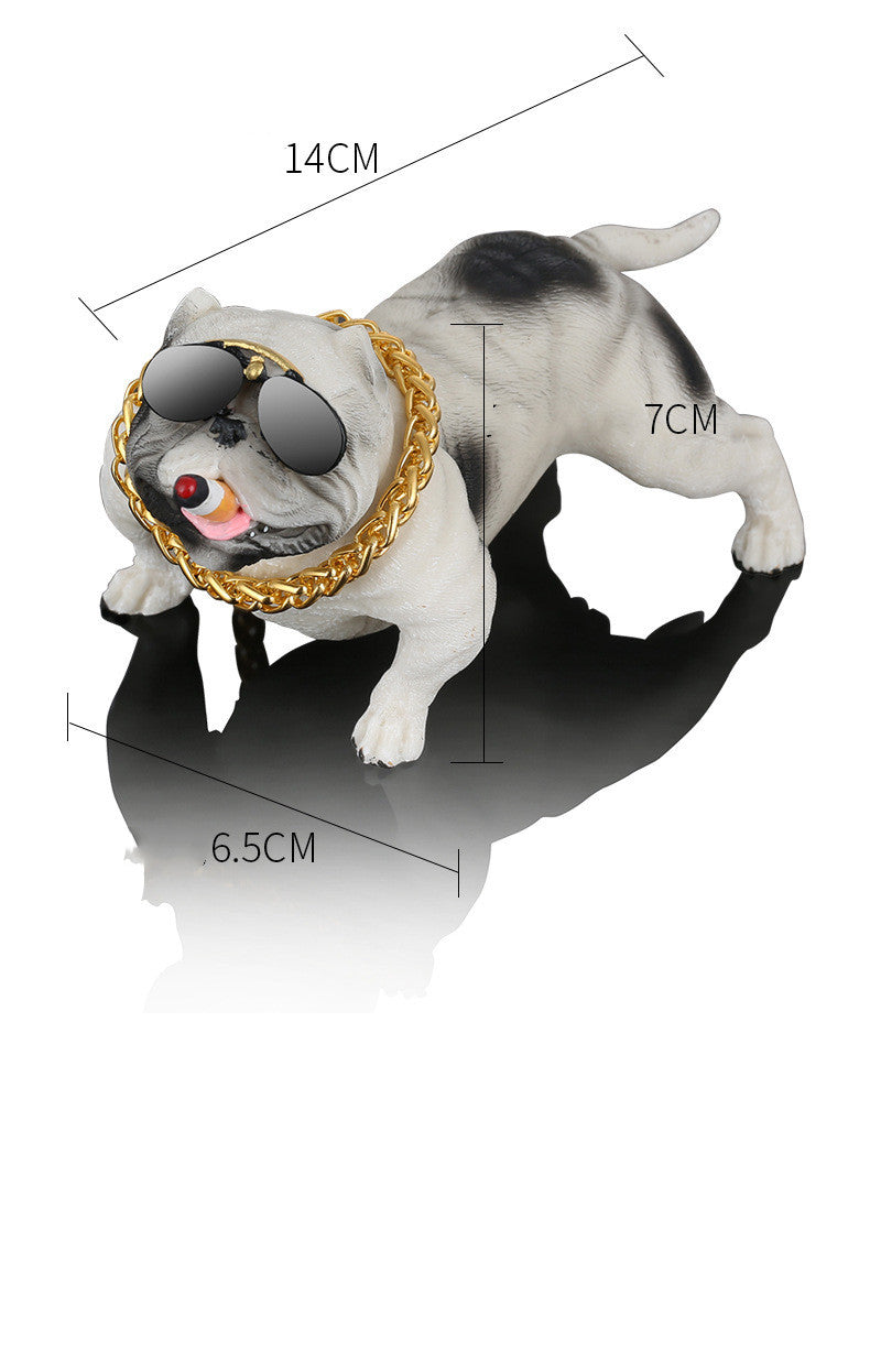 High-End Cool Trend “Bully Dog” Car Ornament, Modern Resin Dashboard Decoration