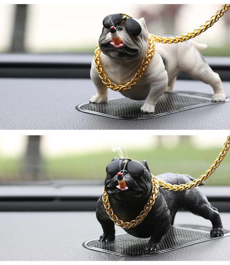 High-End Cool Trend “Bully Dog” Car Ornament, Modern Resin Dashboard Decoration