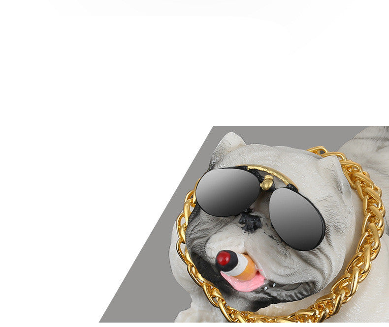 High-End Cool Trend “Bully Dog” Car Ornament, Modern Resin Dashboard Decoration