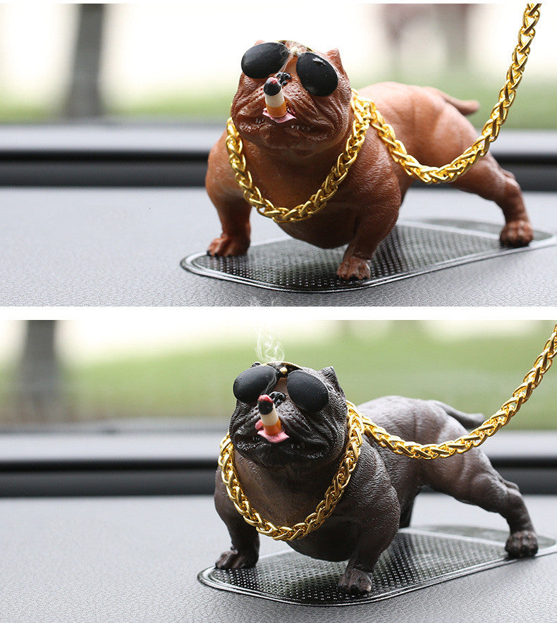 High-End Cool Trend “Bully Dog” Car Ornament, Modern Resin Dashboard Decoration