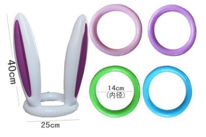 Inflatable Bunny Ear Ring Toss Game, Bunny Head Inflatable Toy with Rings (Pet & Party Game)