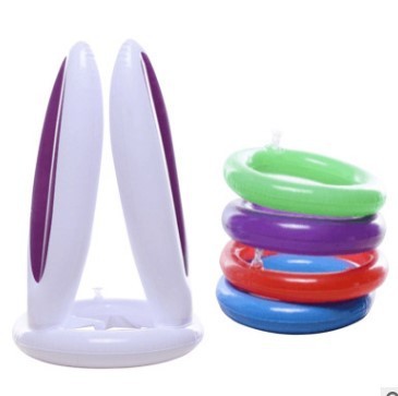 Inflatable Bunny Ear Ring Toss Game, Bunny Head Inflatable Toy with Rings (Pet & Party Game)