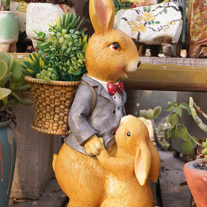 Easter Resin Bunny Figurine, Handcrafted Rabbit Garden Ornament
