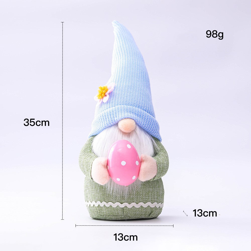 Easter Bunny Hugging Egg Doll, Long Hat Colorful Plush Decoration