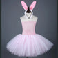 Easter Bunny Princess Catwalk Costume, Girls’ Striped Sleeveless Skirt with Headband