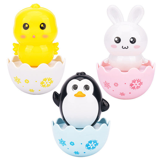 Wobble Fun: Baby Cartoon Mini Tumbler Toy Set (Penguin, Rabbit, Chicken) for Interactive Play.