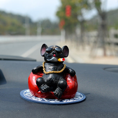 Creative Bully Dog Car Ornament, Personality Resin Dog Decoration for Dashboard & Home