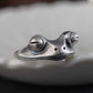 Vintage Statement: European and American Retro Alloy Frog Big Eye Adjustable Ring.