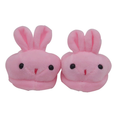 Creative Cute Children's Doll Plush Bunny Slippers, Pink Rabbit Design