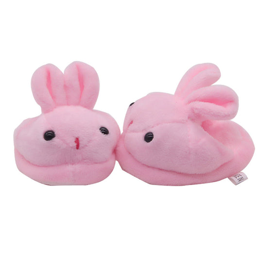 Creative Cute Children's Doll Plush Bunny Slippers, Pink Rabbit Design