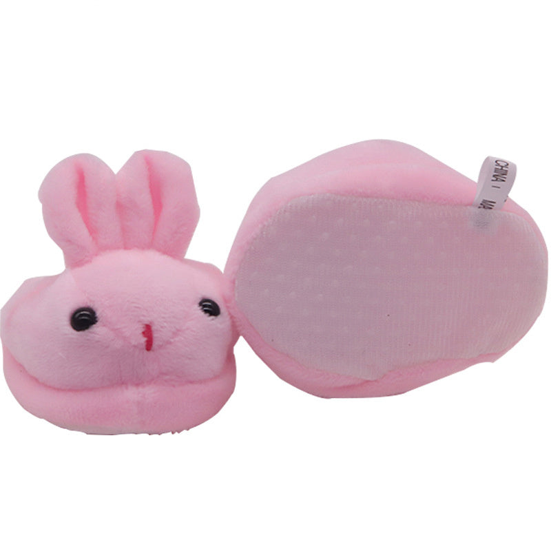 Creative Cute Children's Doll Plush Bunny Slippers, Pink Rabbit Design