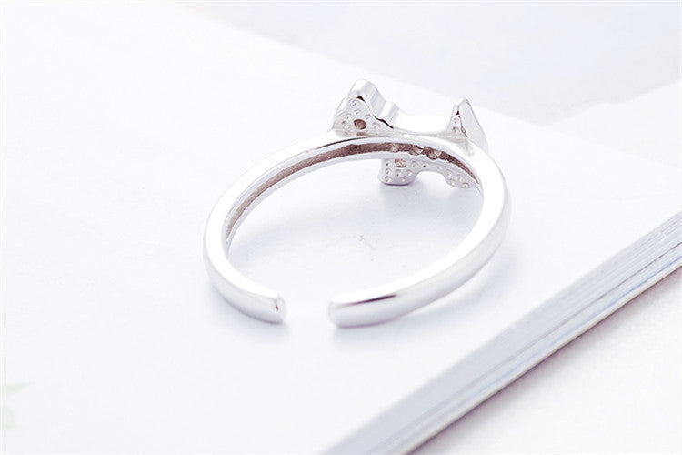 Simple Diamond-Studded Dog Ring, Gold-Plated Open Zircon Ring for Women