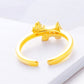 Simple Diamond-Studded Dog Ring, Gold-Plated Open Zircon Ring for Women