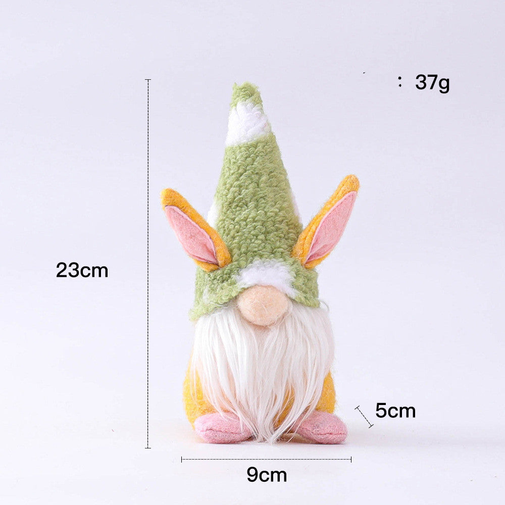 Easter Bunny Carrot Dwarf Doll, Cute Elf Ornament with Rabbit Ears (Yellow, Green, Pink)