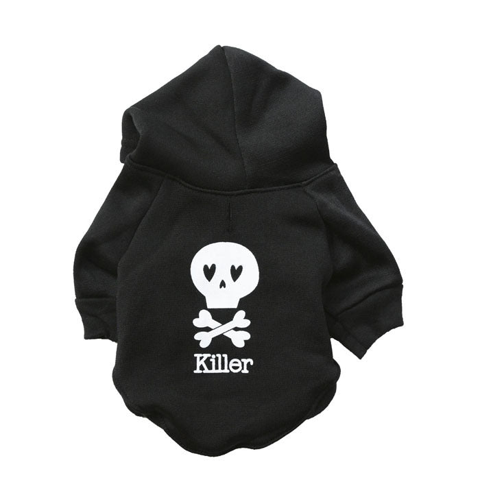 Pet Clothes, Halloween Fleece Black Skull Hooded T-Shirt for Dogs & Cats