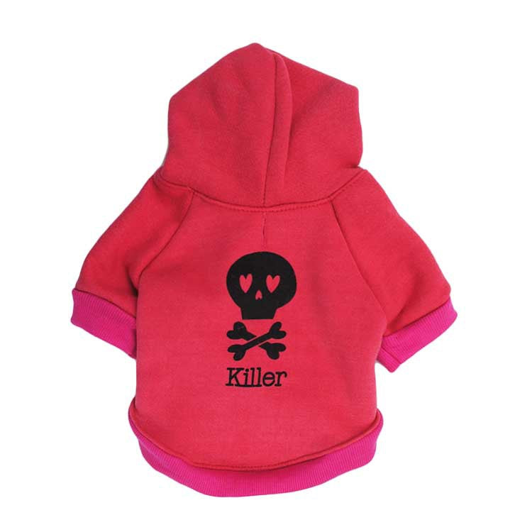 Pet Clothes, Halloween Fleece Black Skull Hooded T-Shirt for Dogs & Cats