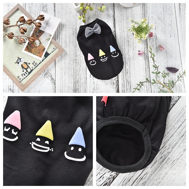 Summer Pet T-Shirt & Hat Set, Lightweight Cotton Vest Clothing for Dogs & Cats