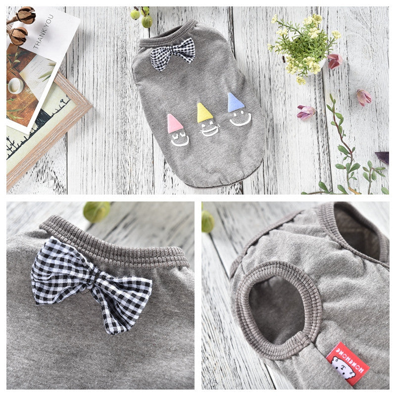 Summer Pet T-Shirt & Hat Set, Lightweight Cotton Vest Clothing for Dogs & Cats