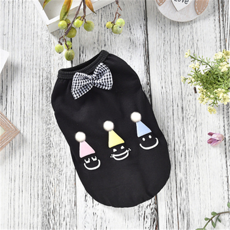 Summer Pet T-Shirt & Hat Set, Lightweight Cotton Vest Clothing for Dogs & Cats