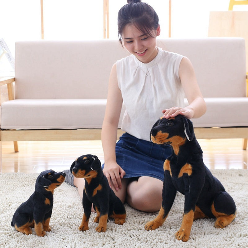 Guard Dog Cuddle: Simulation Rottweiler Doll Plush Toy (Short Plush, PP Cotton Filled).