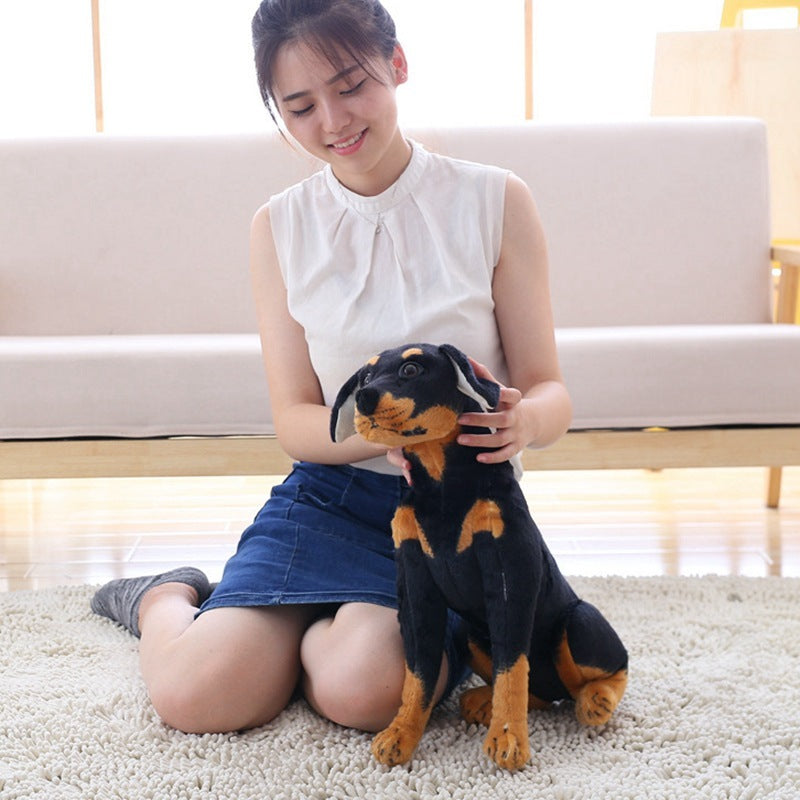 Guard Dog Cuddle: Simulation Rottweiler Doll Plush Toy (Short Plush, PP Cotton Filled).
