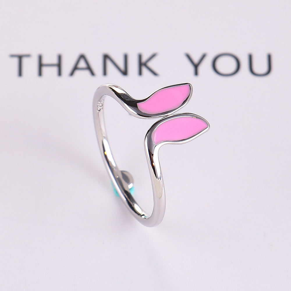 Dripping Glaze Bunny Ears Ring, Women’s Cute Adjustable Copper Ring