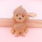 Creative Cute Rhinestone Hairy Dog Keychain, Alloy Cartoon Zodiac Car Pendant