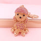 Creative Cute Rhinestone Hairy Dog Keychain, Alloy Cartoon Zodiac Car Pendant