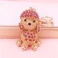 Creative Cute Rhinestone Hairy Dog Keychain, Alloy Cartoon Zodiac Car Pendant