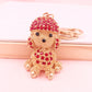 Creative Cute Rhinestone Hairy Dog Keychain, Alloy Cartoon Zodiac Car Pendant