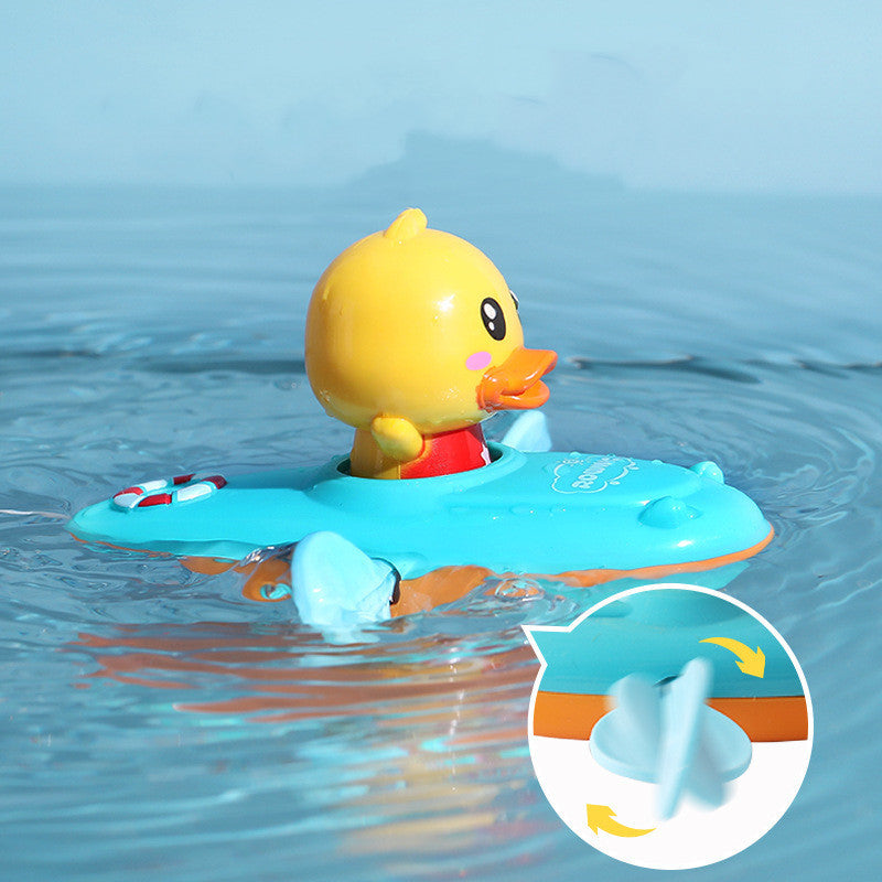 Little Yellow Duck Bath Toy – Pull-String Clockwork Water Toy for Kids