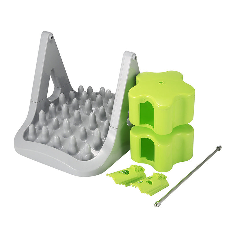 Dog & Cat Food Bowl Toy, Roller-Type Interactive Food Spiller for Pets (Gray + Green)