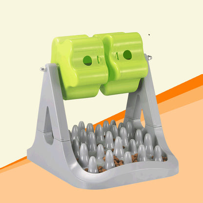 Dog & Cat Food Bowl Toy, Roller-Type Interactive Food Spiller for Pets (Gray + Green)