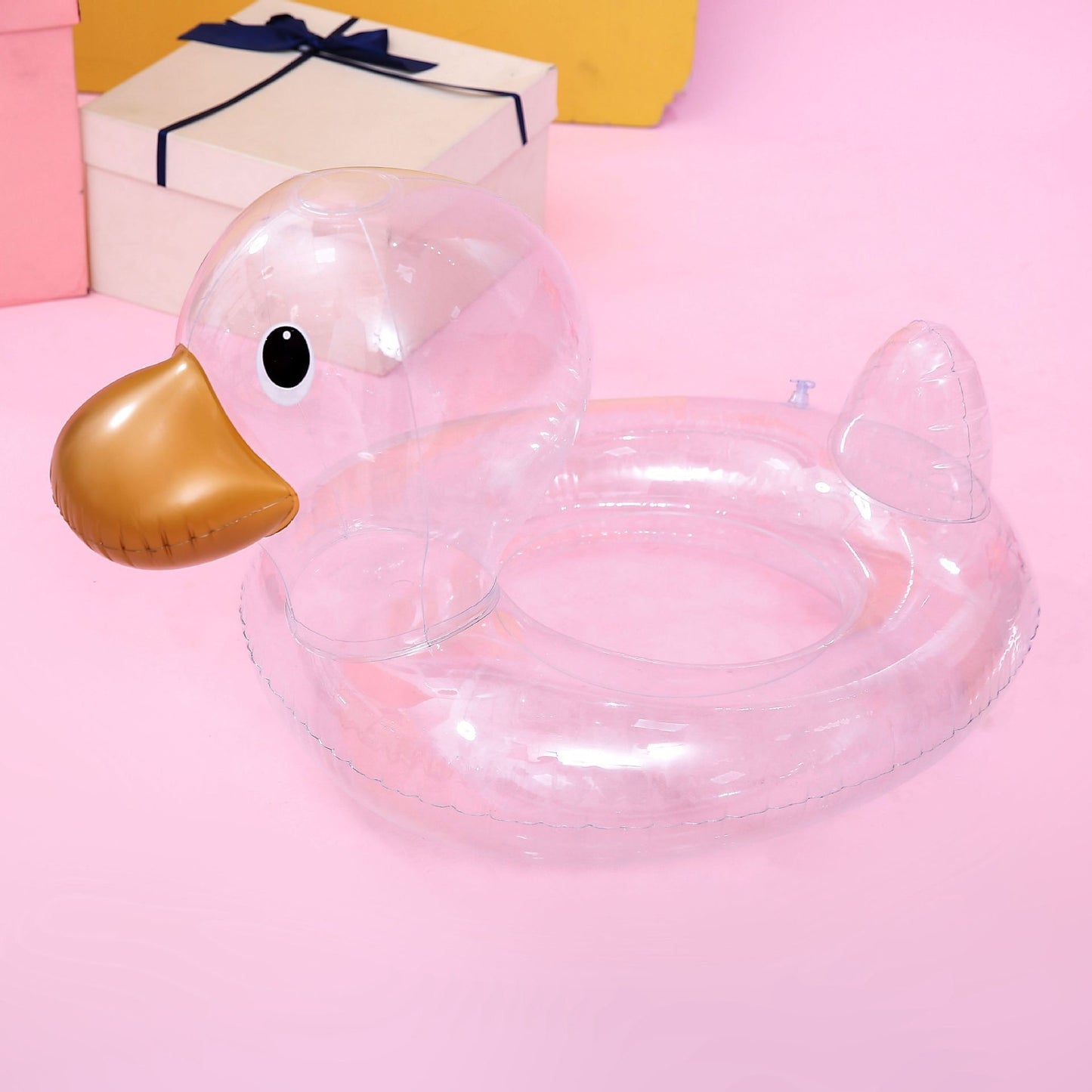 Safe Splash: Children's Transparent Duck Swimming Ring Seat (Eco-Friendly PVC).