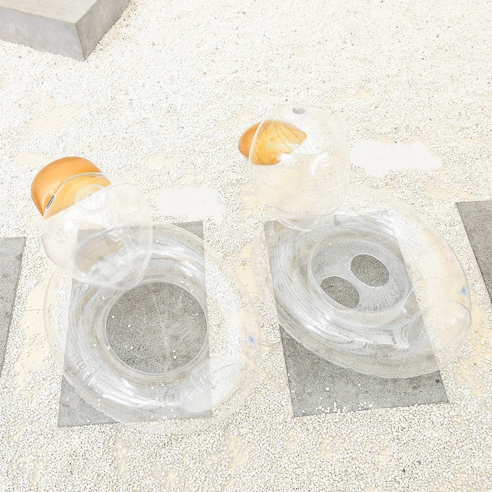 Safe Splash: Children's Transparent Duck Swimming Ring Seat (Eco-Friendly PVC).