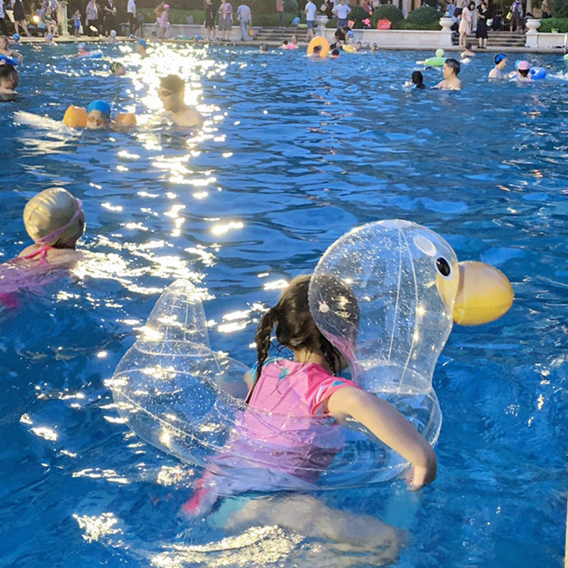 Safe Splash: Children's Transparent Duck Swimming Ring Seat (Eco-Friendly PVC).