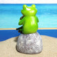 Relaxed Resin Figurine: Frog Statue Drinking Coffee (15.5cm Tall) for Garden Decor.