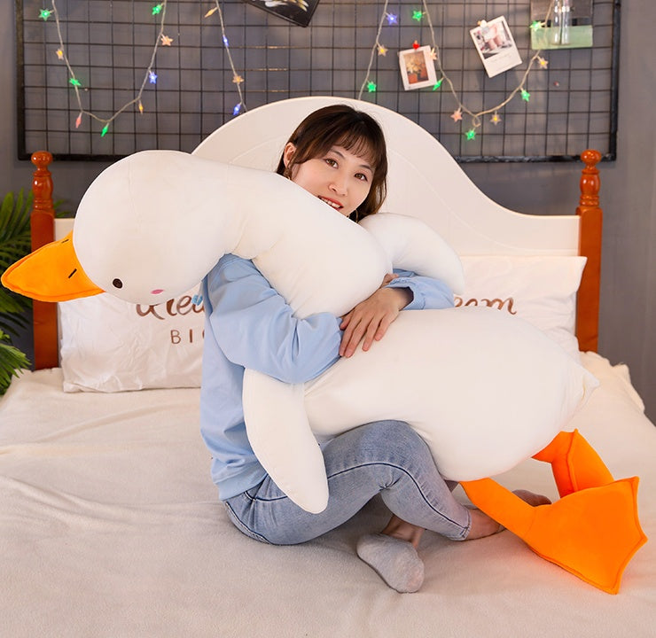 Big White Goose Plush Toy – Cute Duck Doll & Sleeping Leg Pillow for Girls