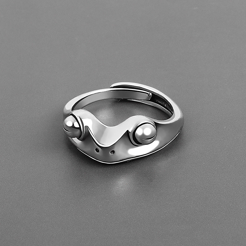 Charming Whimsy: Unisex Carnelian Frog Prince Adjustable Ring (Thai Silver).